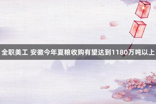 全职美工 安徽今年夏粮收购有望达到1180万吨以上