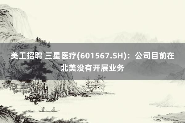 美工招聘 三星医疗(601567.SH)：公司目前在北美没有开展业务